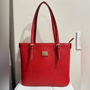 Anne Klein Red Shoulder Bag with Gold Accents “The Perfect Tote”